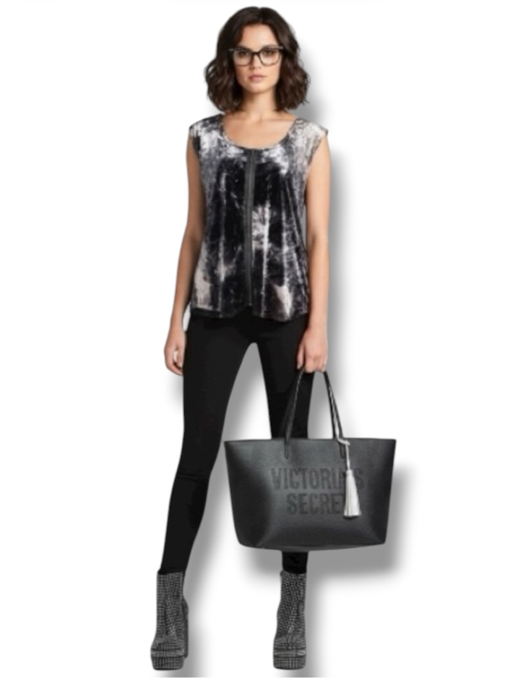 Rock & Republic Top Black Metallic Tie-dye Velveteen Moto Grunge Y2K Vintage M